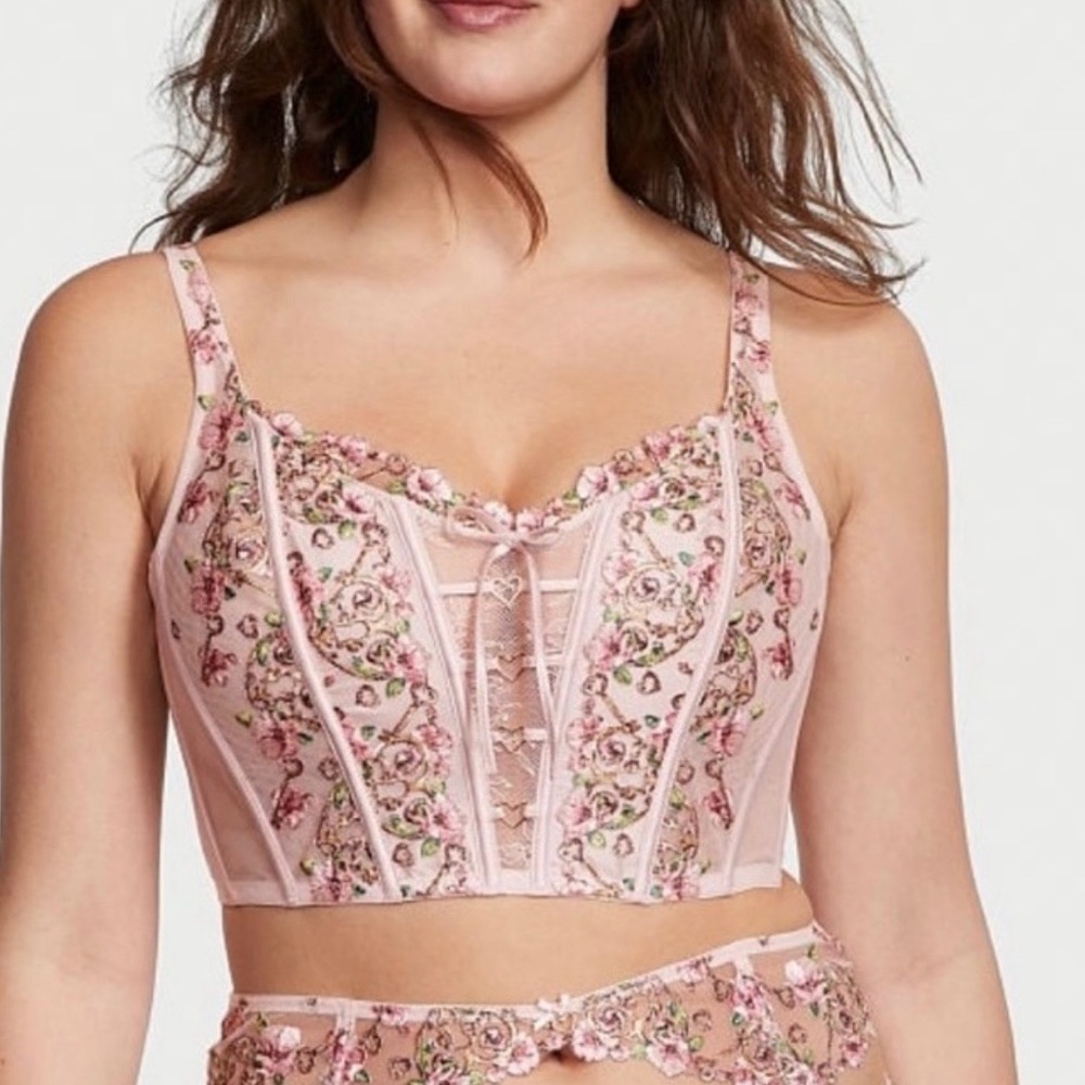 Victoria’s Secret dream angels unlined floral roses embroidered heart corset